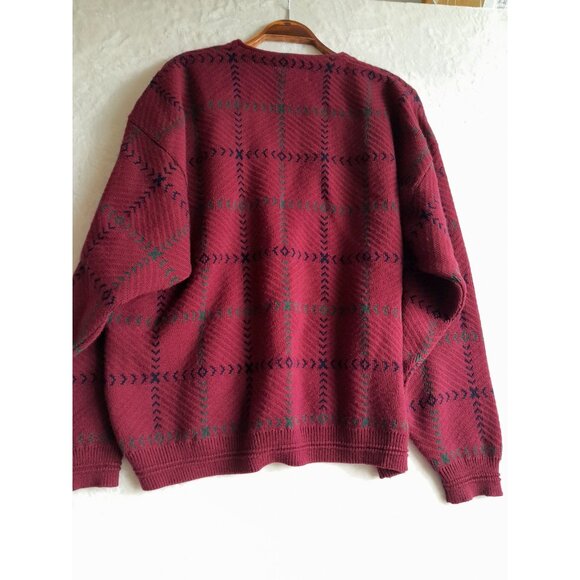 Vintage Mens Size XL Grandpa Chunky Tartan Plaid Heavyweight Warm Golf Cardigan - Picture 5 of 12